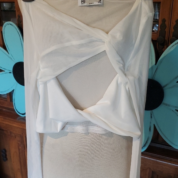 Princess Polly Cream Asymmetrical Cut Out Blouse - Picture 7 of 7